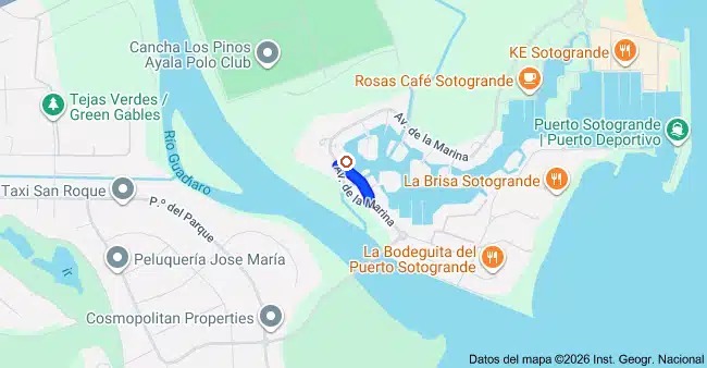Map of the Marina de Sotogrande showing Ribera del Paraíso
